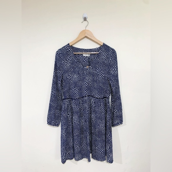 Hush Anouk Navy Star Mini Dress V Neck Long Sleeve Pockets - Picture 4 of 7